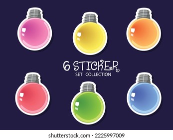 Set Of Stickers Colorful Christmas Lights. Lighting Equipment. Can be used for printed materials - leaflets, posters, business cards or for web. Vector illustration. New Years and Christmas