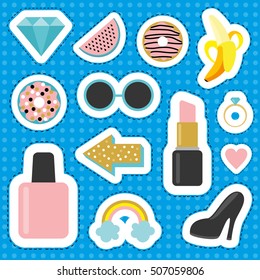 Set of stickers comic style. Vector illustration