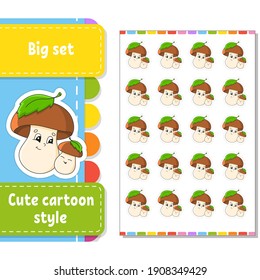 Set of stickers with cute cartoon characters. Hand drawn. Colorful pack. Vector illustration. Patch badges collection for kids. For daily planner, organizer, diary.