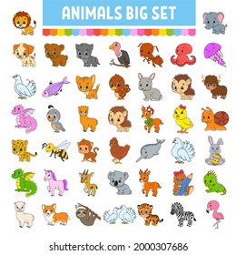 Set of stickers with cute cartoon characters. Hand drawn. Colorful pack. Vector illustration. Patch badges collection for kids. For daily planner, organizer, diary.