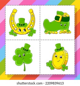 Set of stickers with cute cartoon characters. Hand drawn. Colorful pack. Vector illustration. Patch badges collection for kids. For daily planner, organizer, diary.