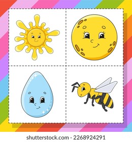 Set of stickers with cute cartoon characters. Hand drawn. Colorful pack. Vector illustration. Patch badges collection for kids. For daily planner, organizer, diary.