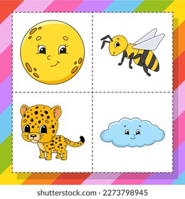 Set of stickers with cute cartoon characters. Hand drawn. Colorful pack. Vector illustration. Patch badges collection for kids. For daily planner, organizer, diary.