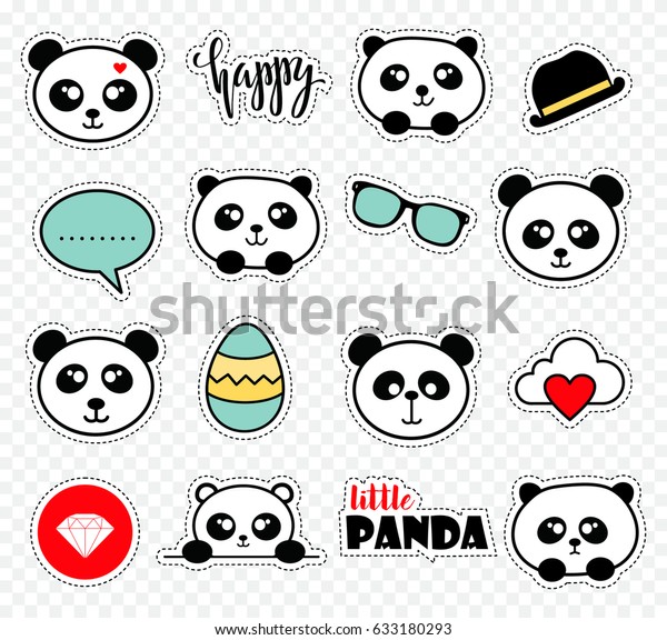 Set Stickers Cute Pandas Bubbles Stock Vector (Royalty Free) 633180293