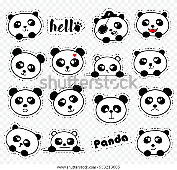 Set Stickers Cute Pandas Vector Illustration Stock Vector (Royalty Free ...
