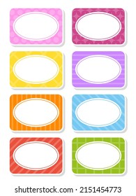 Set stickers for design. Empty template. Name tags, gift labels. Perfect for folders, daily journals, notebooks, lunch bags, pencil boxes. Rectangular label. Color vector isolated illustration.