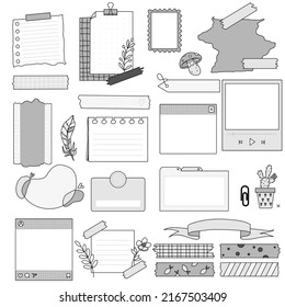 A set of stickers for diaries and scrapbooking.