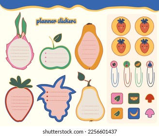 Set of stickers for diary, planner, templates, notes. vector. 
