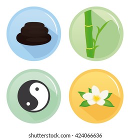 Set of stickers with different spa icons on a white background