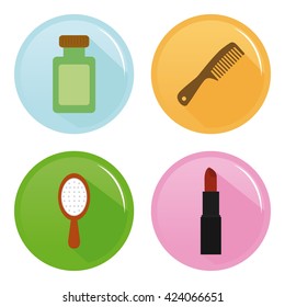 Set of stickers with different spa icons on a white background