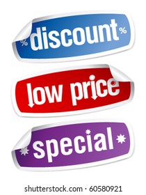 Set of stickers for discount sales.