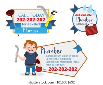 A set of stickers for an electrician. Call for services badges. Company or individual promotional materials.