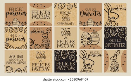 set stickers etiquetas felices pascuas happy easter craft