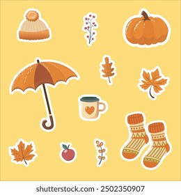 set stickers featuring harvest festival