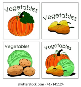 Set of stickers of fresh vegetables. It can be used for sale, vegetable department in markets or stalls, advertising for all products from vegetables and other application