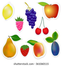 Set of stickers fruits and berries.