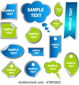 set of stickers in green and blue