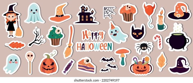 A set of stickers for halloween