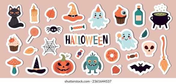 A set of stickers for halloween