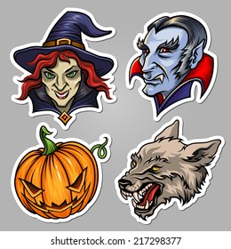 Set of stickers for Halloween design and decoration
