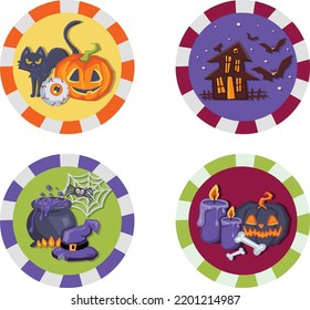 Set stickers for halloween, horror movie