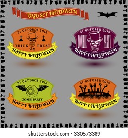 A set of stickers for Halloween retro vector