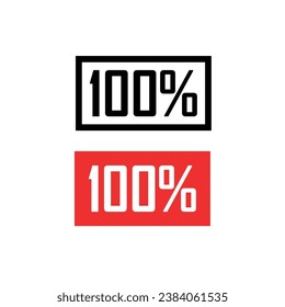 A set of stickers or icons "100%". Sticker for sale or discount. Designation of better, quality or approval. Printing for applying to the best, high-quality goods or services.