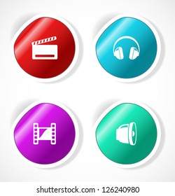 Set of stickers with icons