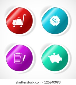 Set of stickers with icons