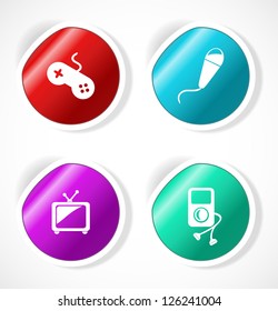 Set of stickers with icons