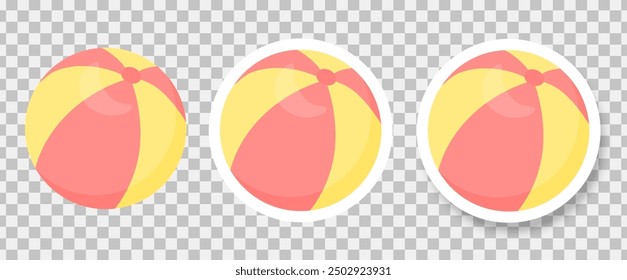 A set of stickers with the image of balls on a blue background. Icons with the image of shells. Fashionable design in the style of pop art of the 80s. Vector format EPS 10.