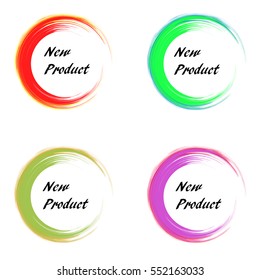Set of stickers with the inscription new product on a white background
