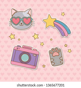 set of stickers kawaii