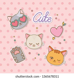 set of stickers kawaii