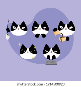 Set of stickers with kittens in vector.