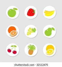 Set of stickers, labels with fruit and berries