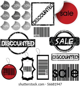 Set of stickers, labels, stamps and tags for shopping