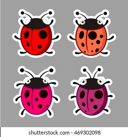Set of stickers ladybugs. Material for your design.