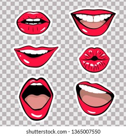 Set of stickers. Lips. Vector illustration
