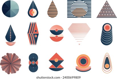 a set of stickers, made of simple geometric shapes.change colors at your discretion