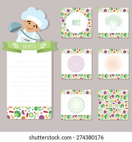 A set of stickers for notes on the culinary theme.
