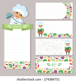 A set of stickers for notes on the culinary theme.
