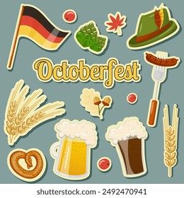 Set of stickers for Octoberfest  beer festival 