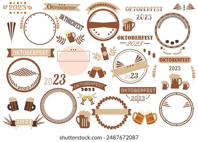 Set of stickers for Oktoberfest 2023 on white background