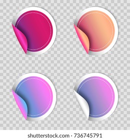 Set of stickers on background of squares. Vector illustration