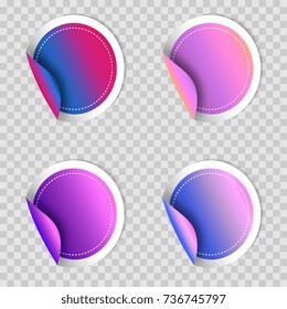 Set of stickers on background of squares. Vector illustration