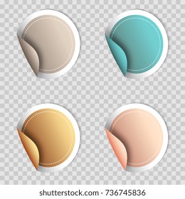 Set of stickers on background of squares. Vector illustration