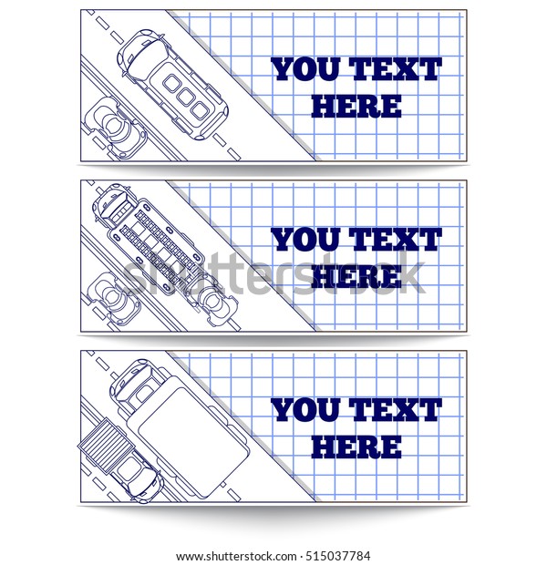 Set of stickers on the cars theme. View\
from above. Vector\
illustration.