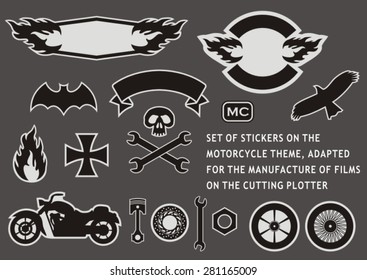Set of stickers on a motor-subject