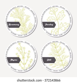 Set Stickers Pa Kage Design Rosemary Stock Vector Royalty Free